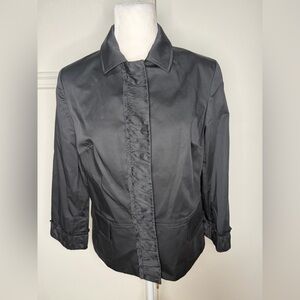 Talbots cotton Black Jacket or blazer with ruffle details size 8